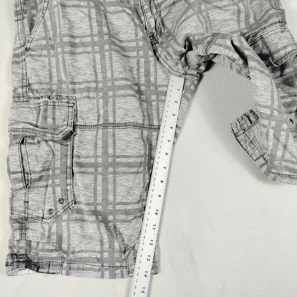 Projek Raw Cargo Shorts Mens 36 Gray Plaid Canvas Relaxed Fit Casual Summer